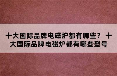 十大国际品牌电磁炉都有哪些？ 十大国际品牌电磁炉都有哪些型号